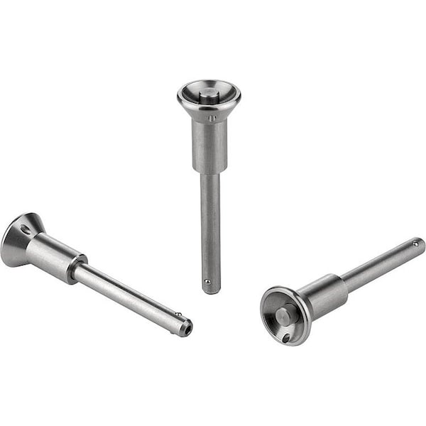 Kipp Ball Lock Pin With Mushroom Grip, D1=5, L=25, L1=5, 9, L5=30, 9, Stainless Steel, Comp